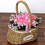 Soft Pink Roses Basket