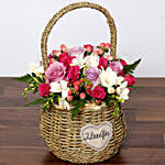Mixed Bright Flower Basket and Chocolates