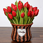 Blissful Red Tulips Basket
