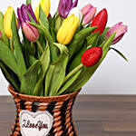 Quaint Mixed Tulips Basket