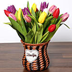 Quaint Mixed Tulips Basket