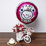 Baby Girl Flower Arrangement and Cake