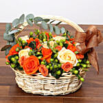 Peach and Orange Rose Basket