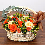 Peach and Orange Rose Basket