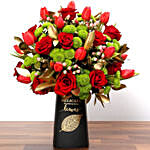 Red Tulips and Roses In Vase