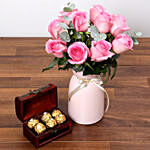 Delicate Pink Roses and Chocolates