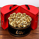 Grand Box Of Golden Roses and Chocolates