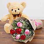 Charming Roses and Teddy Combo