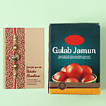 Vibrant Designer Rakhi and Gulab Jamun Combo