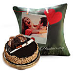 Hearts Anniversary Cushion and Rose Noir Cake