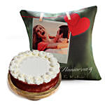 Hearts Anniversary Cushion and Red Velvet Cake