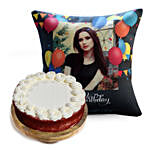Birthday Balloon Cushion and Red Velvet Cake