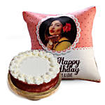 Joyful Birthday Cushion and Red Velvet Cake