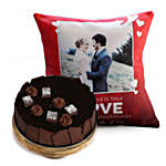 Love Anniversary Cushion and Choco Sponge Cake