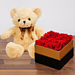 Idyllic Red Roses and Teddy Bear