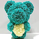 Artificial Blue and White Roses Teddy
