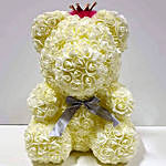 Artificial Milky White Roses Crown Teddy