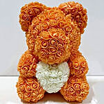Artificial Orange and White Roses Teddy