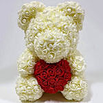 Artificial Roses White Heart Teddy