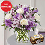 Elegant Flowers in Vase and Free Chocolates