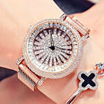 Korean Diamond Star Golden Watch