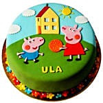 Peppa Pig Playing Fondant Vanilla Cake