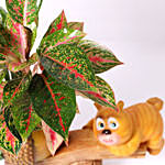 Beautiful Aglaonema Plant in Bear Design Pot
