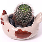 Cactus In Chicken Design Pot