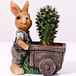 Cactus Plant in Rabbit Cart Pot