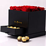 Forever Red Roses With Rochers In Box