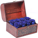 8 Blue Forever Roses in Treasure Box
