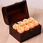 8 Peach Forever Roses in Treasure Box