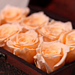 8 Peach Forever Roses in Treasure Box