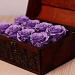 8 Purple Forever Roses in Treasure Box