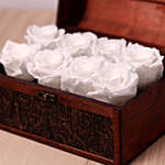 8 White Forever Roses in Treasure Box