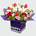 Anniversary Flowers and Personalised Cushion