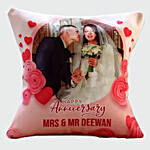 Personalised Cushion and Red Roses