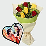 Roses Bouquet and Personalised Puzzle Picture