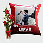 Special Personalised Cushion and Flowers