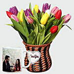 Tulips and Personalised Mug Combo
