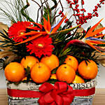 Tempting Fruits With Flowers Hamper