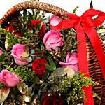 Red and Pink Roses Basket