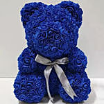 Blue Artificial Roses Teddy Bear
