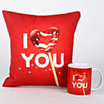 I Love You Coffee Mug & Cushion Combo