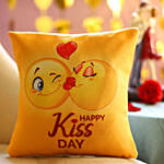 Happy Kiss Day Printed Emoji Cushion