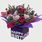 Birthday Flowers & Red Velvet Cake Combo