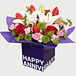 Mixed Birthday Flowers & Red Velvet Cake