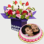 Mixed Birthday Flowers & Vanilla Cake