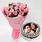 Pink Roses & Chocolate Cake