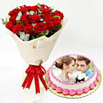 Red Roses Bouquet & Vanilla Cake